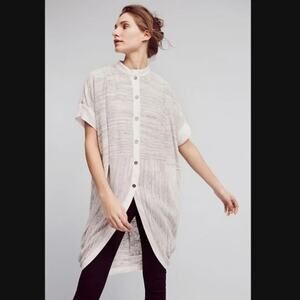 Anthropologie Postmark Bay Harbor Gray Space Dye Cocoon Tunic Cardigan SZ L